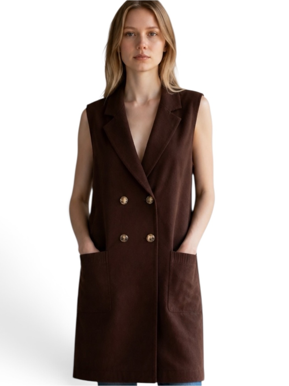 IJOAH Women’s Chocolate Brown Long Sweater Vest